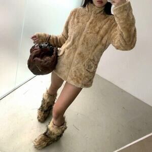 Vintage Faux Fur Jacket Indie Sleaze Acubi 90s Vamp Grunge